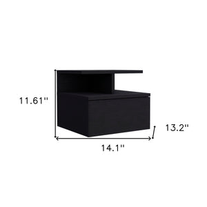 Homeroots 12" Black One Drawer Faux Wood Floating Nightstand   543685