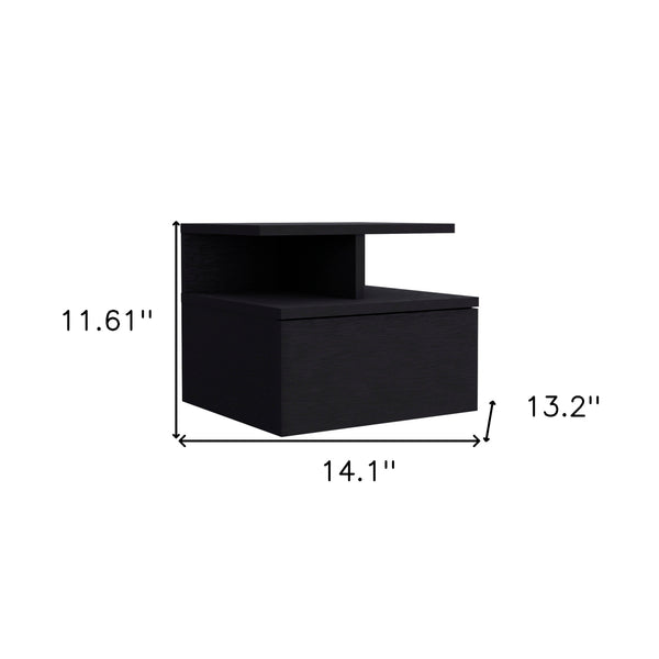 Homeroots 12" Black One Drawer Faux Wood Floating Nightstand   543685