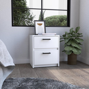 Homeroots 19" White Two Drawer Faux Wood Nightstand   543686