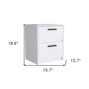 Homeroots 19" White Two Drawer Faux Wood Nightstand   543686
