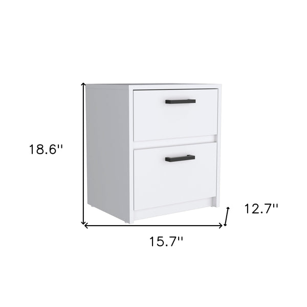 Homeroots 19" White Two Drawer Faux Wood Nightstand   543686