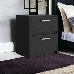 Homeroots 19" Black Two Drawer Faux Wood Nightstand   543687