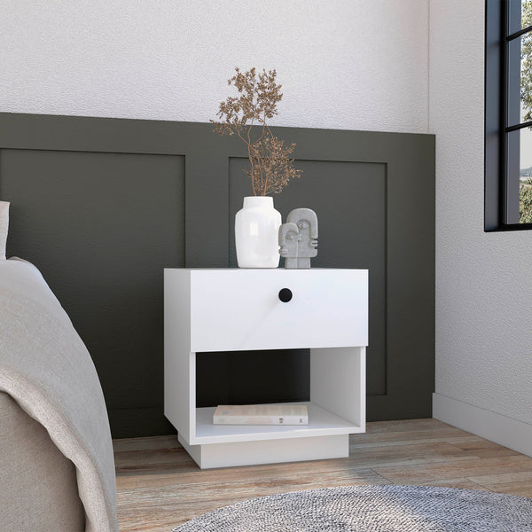 Homeroots 20" White One Drawer Faux Wood Nightstand   543688