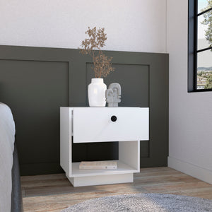 Homeroots 20" White One Drawer Faux Wood Nightstand   543688