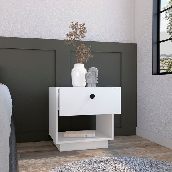 Homeroots 20" White One Drawer Faux Wood Nightstand   543688