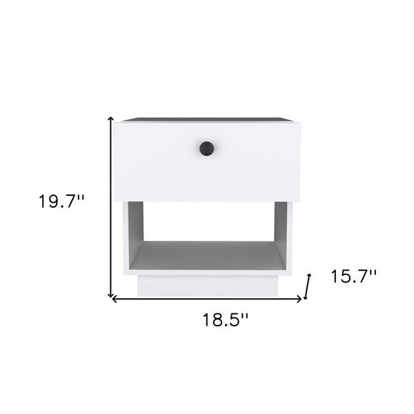 Homeroots 20" White One Drawer Faux Wood Nightstand   543688