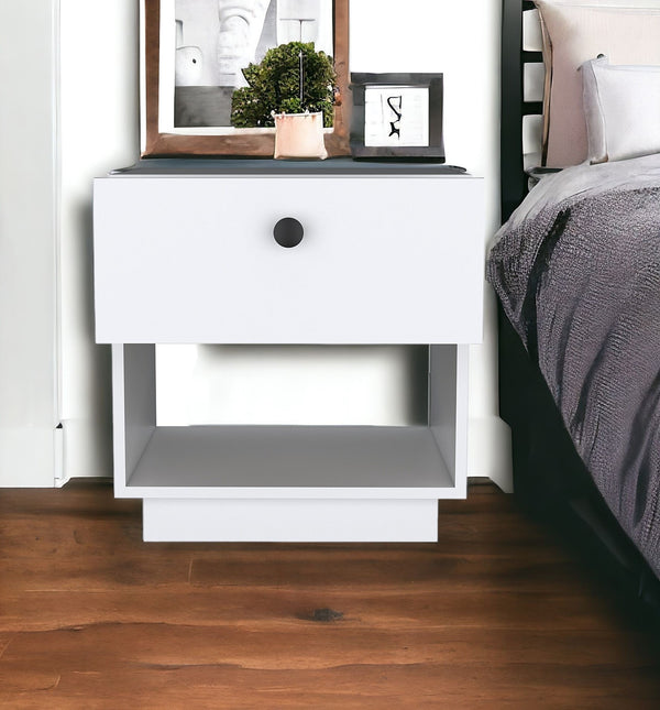 Homeroots 20" White One Drawer Faux Wood Nightstand   543688