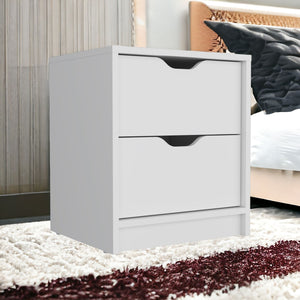 Homeroots 19" White Two Drawer Faux Wood Nightstand   543690