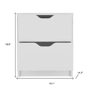 HomeRoots 19" White Wood Two Drawer Nightstand - Modern Design with Storage, Perfect for Bedroom or Living Room 543690