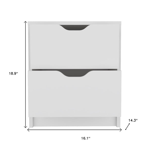 HomeRoots 19" White Wood Two Drawer Nightstand - Modern Design with Storage, Perfect for Bedroom or Living Room 543690