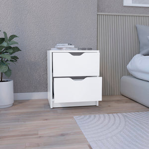 Homeroots 19" White Two Drawer Faux Wood Nightstand   543690