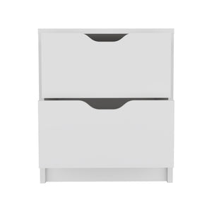 Homeroots 19" White Two Drawer Faux Wood Nightstand   543690