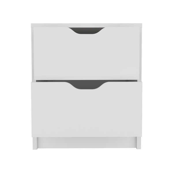 Homeroots 19" White Two Drawer Faux Wood Nightstand   543690