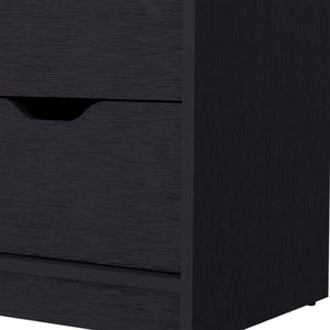 HomeRoots 19" Modern Black Two-Drawer Nightstand with Open Shelf - Compact Design for Small Spaces & Versatile Use 543691