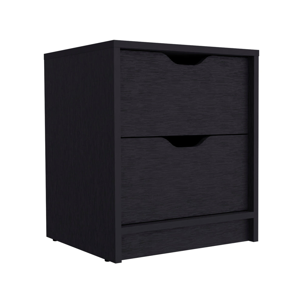 Homeroots 19" Black Two Drawer Faux Wood Nightstand   543691