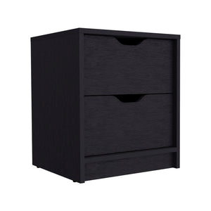 Homeroots 19" Black Two Drawer Faux Wood Nightstand   543691