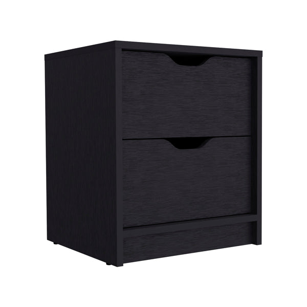 Homeroots 19" Black Two Drawer Faux Wood Nightstand   543691