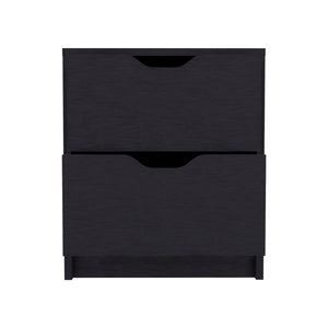 Homeroots 19" Black Two Drawer Faux Wood Nightstand   543691