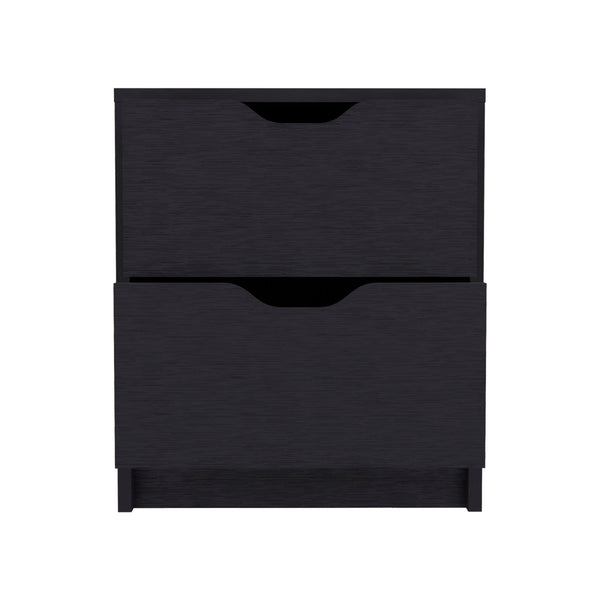 Homeroots 19" Black Two Drawer Faux Wood Nightstand   543691