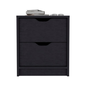 Homeroots 19" Black Two Drawer Faux Wood Nightstand   543691