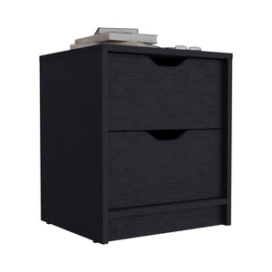 Homeroots 19" Black Two Drawer Faux Wood Nightstand   543691