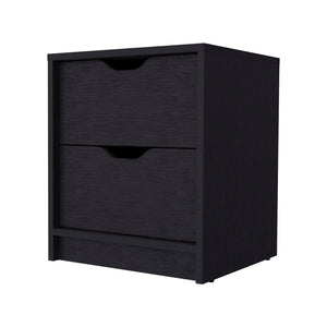 Homeroots 19" Black Two Drawer Faux Wood Nightstand   543691