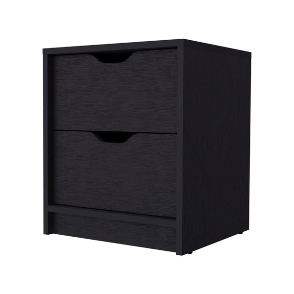 Homeroots 19" Black Two Drawer Faux Wood Nightstand   543691