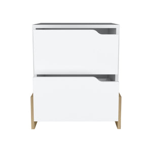 Homeroots 20" White Two Drawer Faux Wood Nightstand   543692