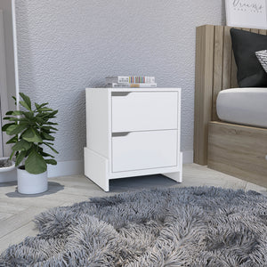 Homeroots 20" White Two Drawer Faux Wood Nightstand   543693