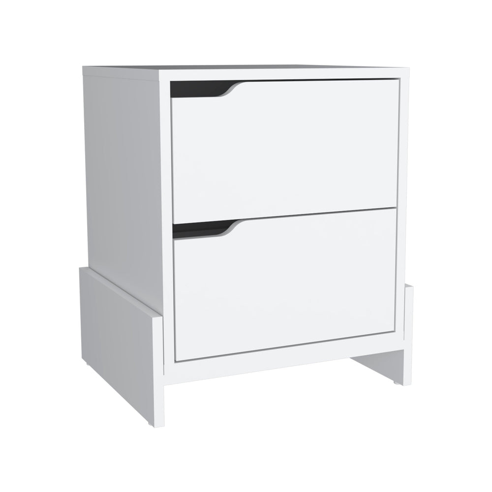 Homeroots 20" White Two Drawer Faux Wood Nightstand   543693