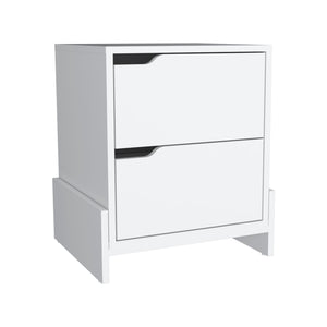 Homeroots 20" White Two Drawer Faux Wood Nightstand   543693