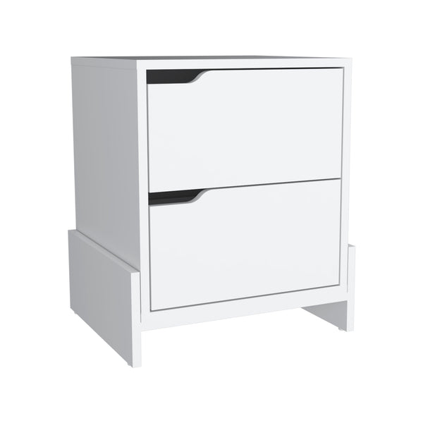 Homeroots 20" White Two Drawer Faux Wood Nightstand   543693