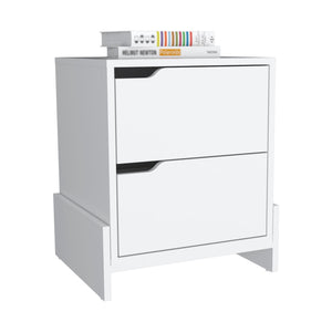 Homeroots 20" White Two Drawer Faux Wood Nightstand   543693