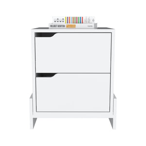 Homeroots 20" White Two Drawer Faux Wood Nightstand   543693