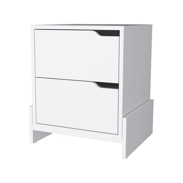 Homeroots 20" White Two Drawer Faux Wood Nightstand   543693