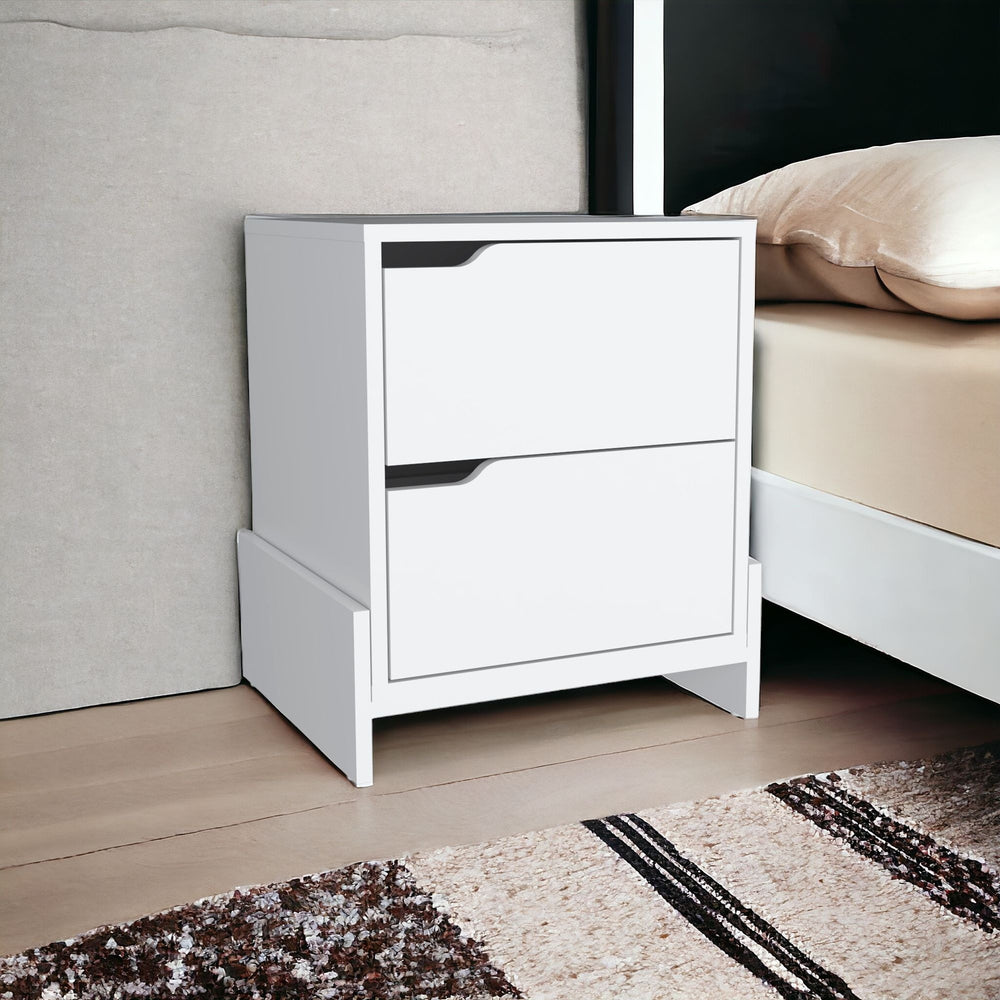 Homeroots 20" White Two Drawer Faux Wood Nightstand   543693