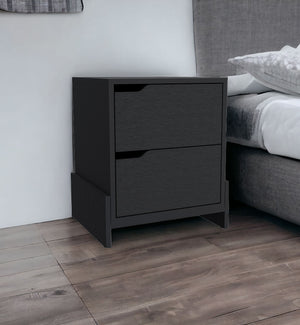 Homeroots 20" Black Two Drawer Faux Wood Nightstand   543694