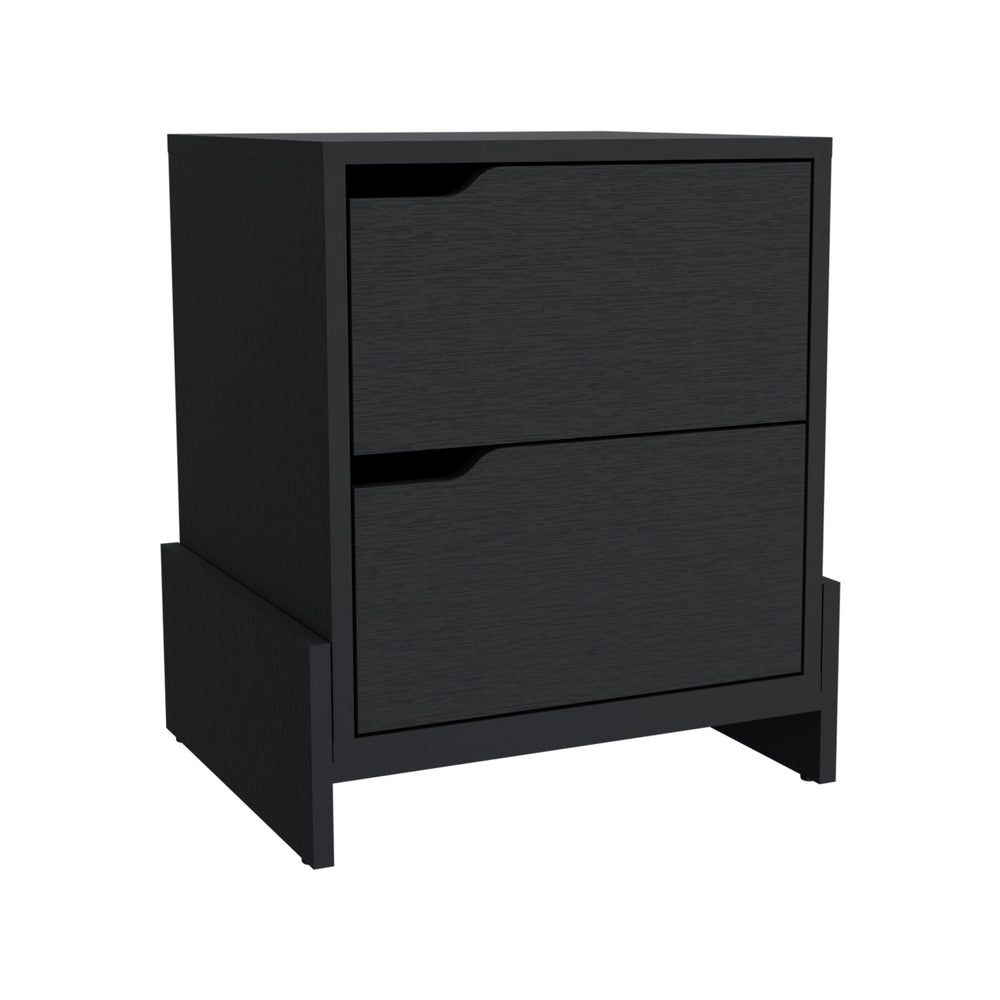 Homeroots 20" Black Two Drawer Faux Wood Nightstand   543694