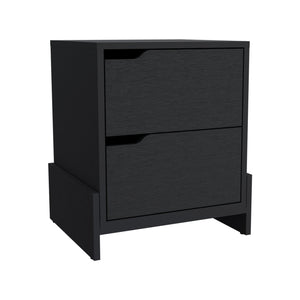 Homeroots 20" Black Two Drawer Faux Wood Nightstand   543694