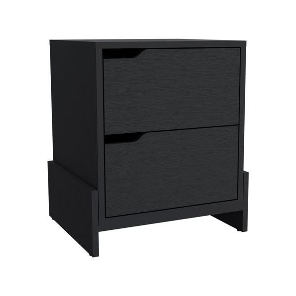 Homeroots 20" Black Two Drawer Faux Wood Nightstand   543694