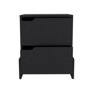 Homeroots 20" Black Two Drawer Faux Wood Nightstand   543694