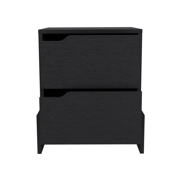Homeroots 20" Black Two Drawer Faux Wood Nightstand   543694