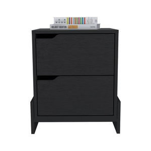 Homeroots 20" Black Two Drawer Faux Wood Nightstand   543694