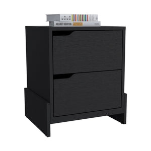 Homeroots 20" Black Two Drawer Faux Wood Nightstand   543694
