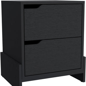 Homeroots 20" Black Two Drawer Faux Wood Nightstand   543694