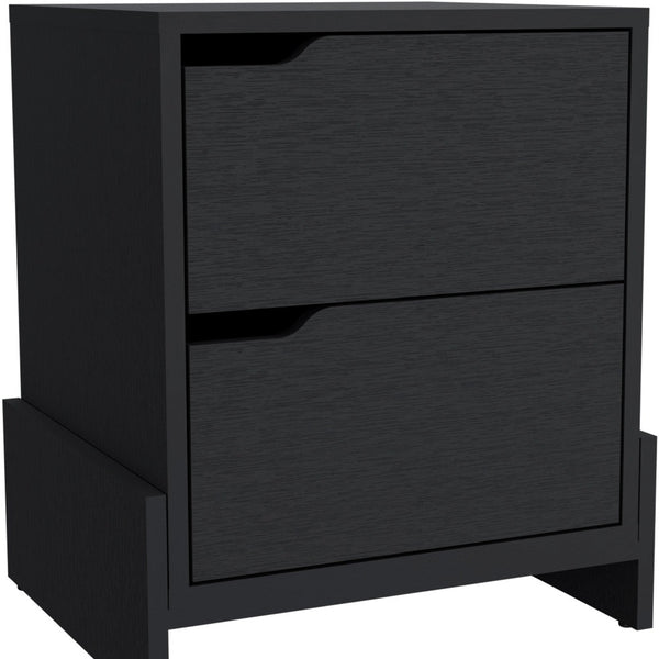 Homeroots 20" Black Two Drawer Faux Wood Nightstand   543694