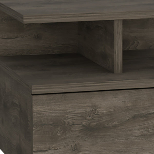 Homeroots 12" Brown One Drawer Faux Wood Floating Nightstand   543695