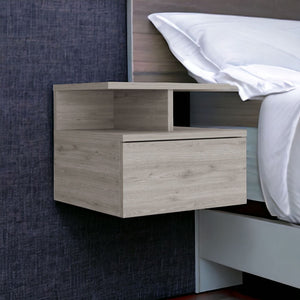 Homeroots 12" Gray One Drawer Faux Wood Floating Nightstand   543697