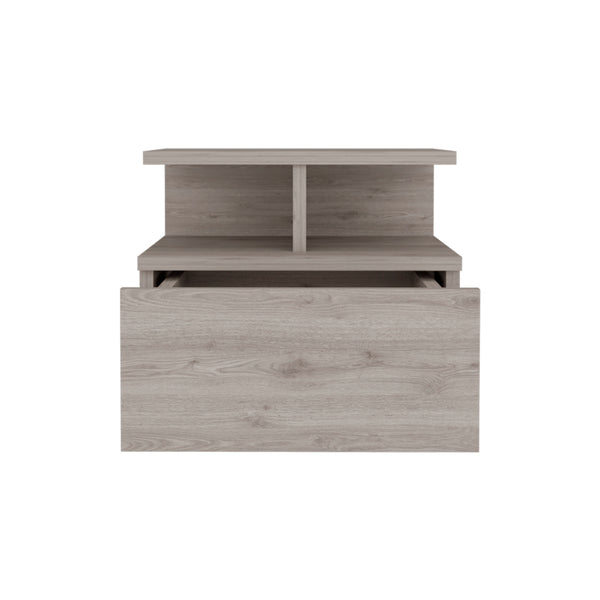 Homeroots 12" Gray One Drawer Faux Wood Floating Nightstand   543697