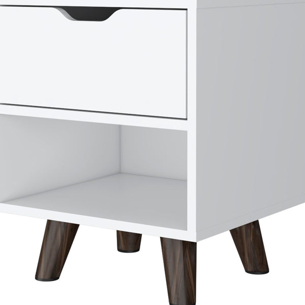 Homeroots 19" White One Drawer Faux Wood Nightstand   543698